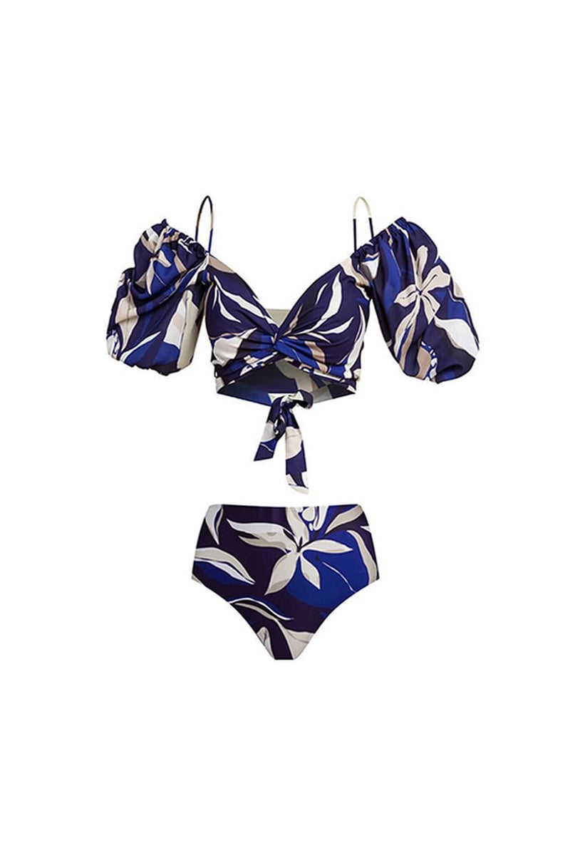Off-Shoulder Tie-Back Floral Bikini Set