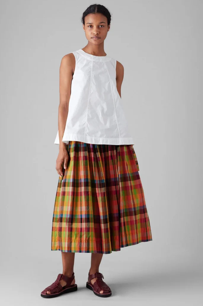 Pleated Check Multicolor Skirt