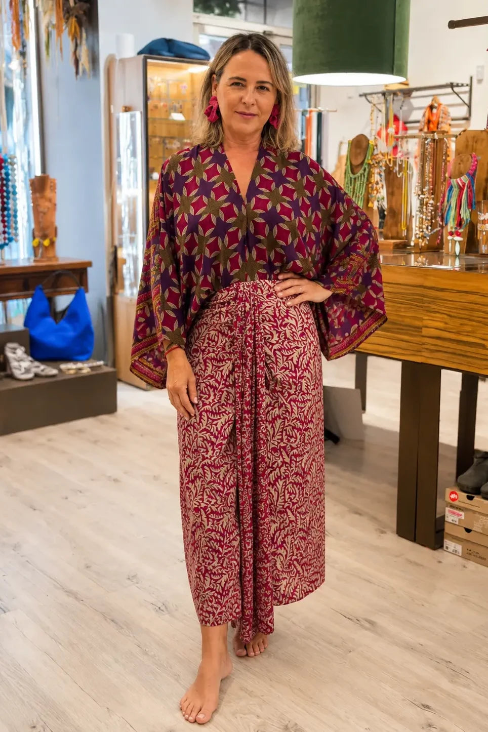 Bedrucktes Kimono-Midikleid
