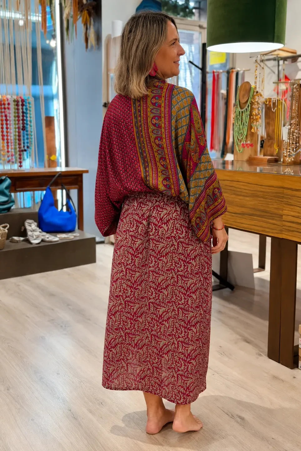 Bedrucktes Kimono-Midikleid