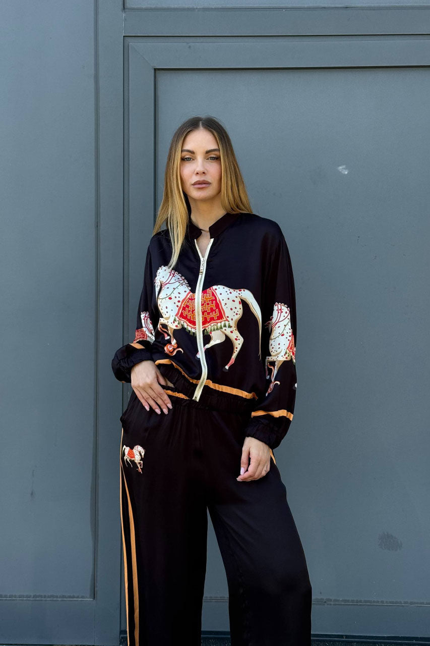 Satin Bomber Jacket and Trousers
