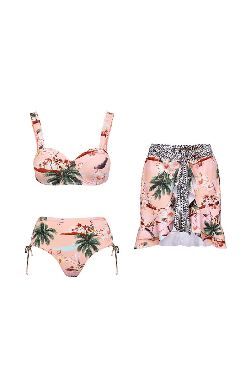 Palm Tree Print Vacation Bikini Set