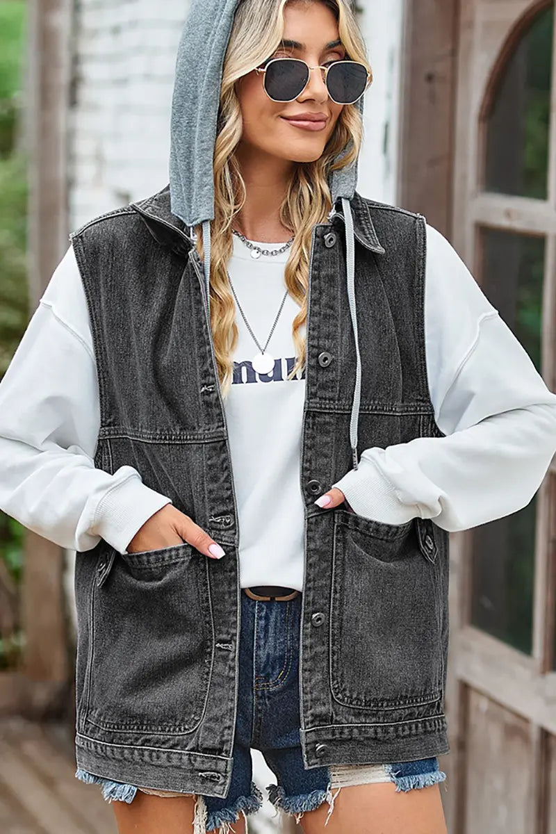 Loose-Fit Denim Vest Tank Top