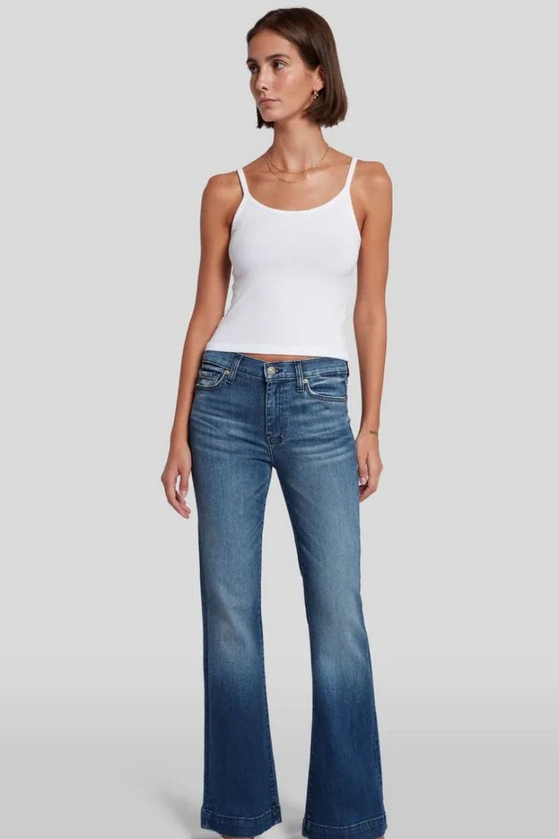 Stretchy Mid Rise Flare Jeans