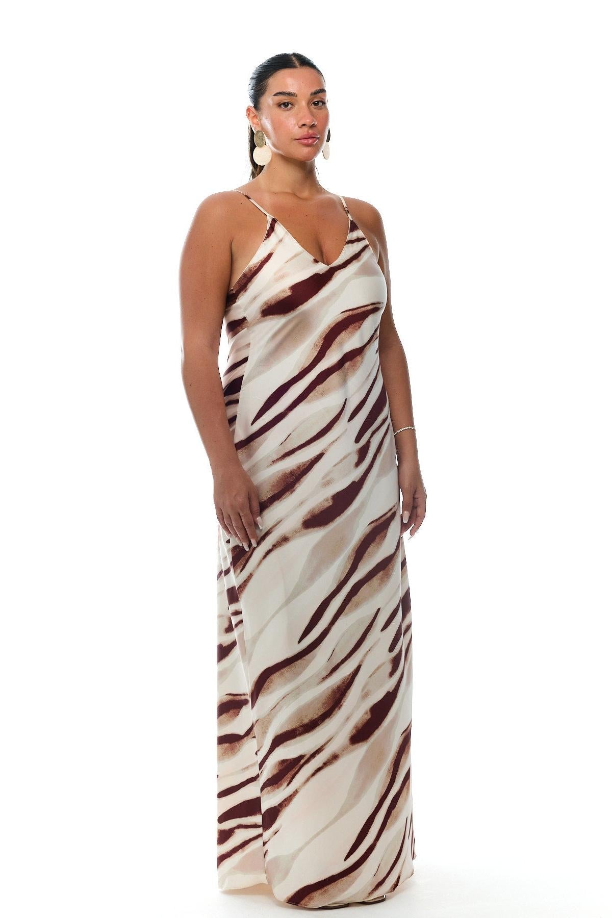 Romana Maxi Dress Brown Print