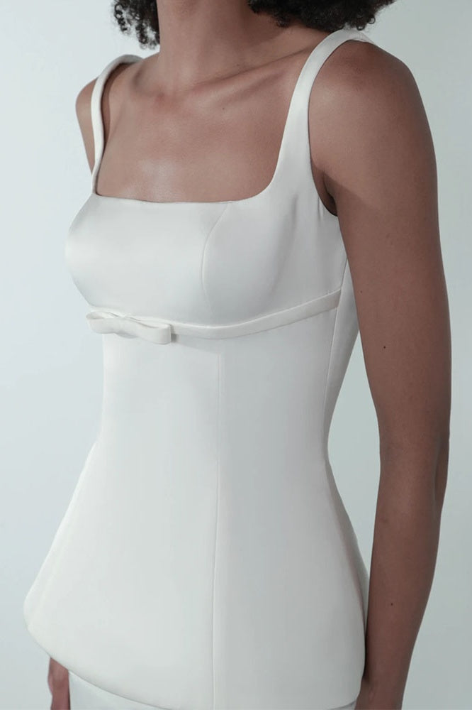 Set ng Puting Peplum na Malapad ang Pantalon