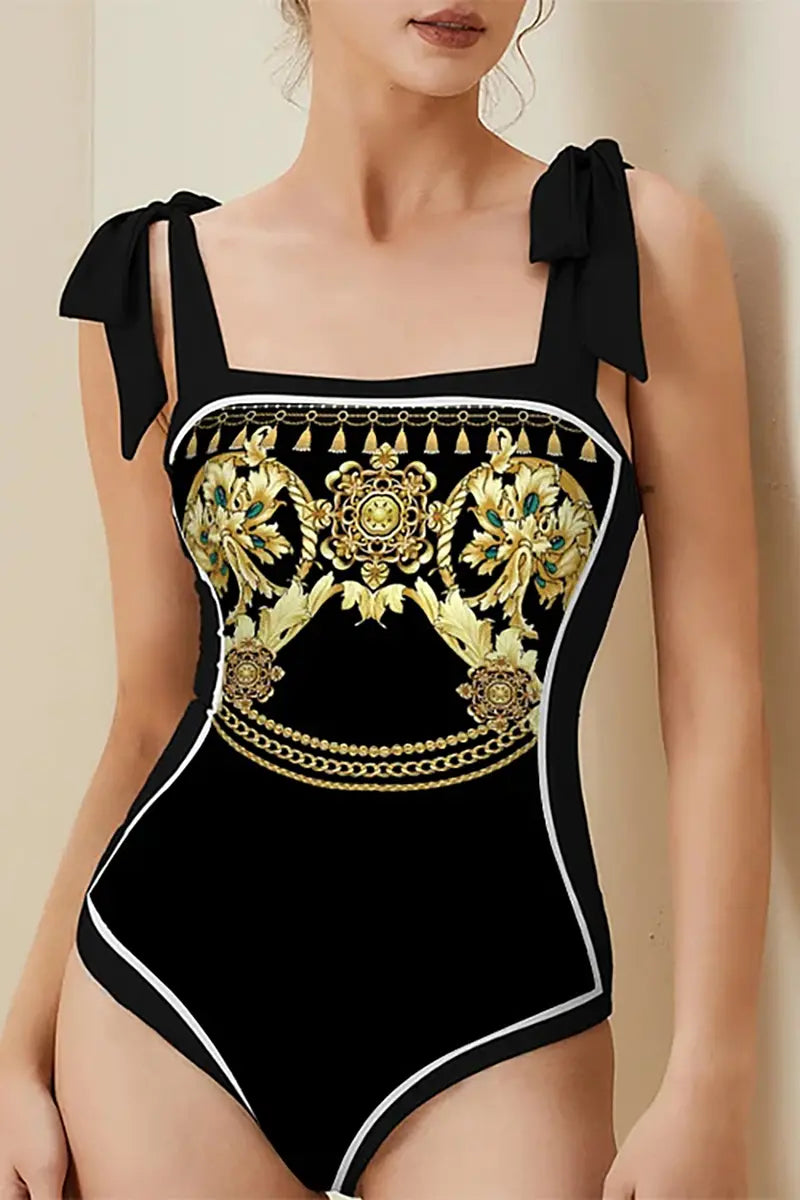 Reversible Retro Print One Piece Swimsuit