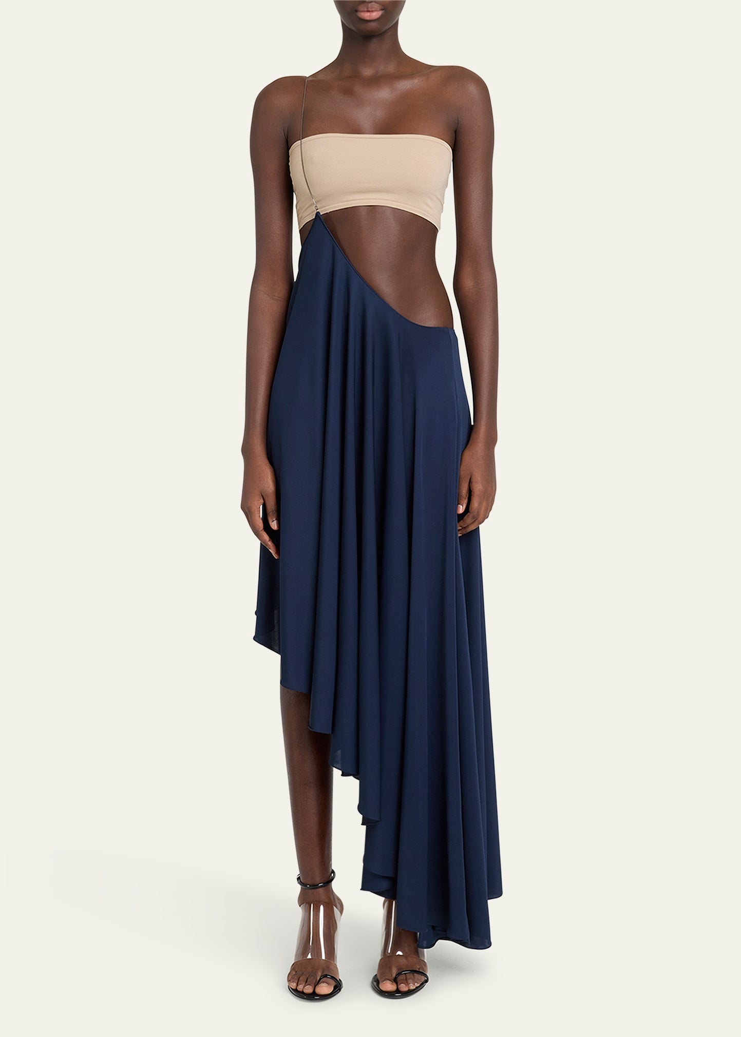 Asymmetric Chain Strap Full Length Skirt