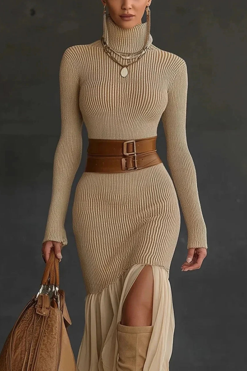 Elegant Turtleneck Knit Dress