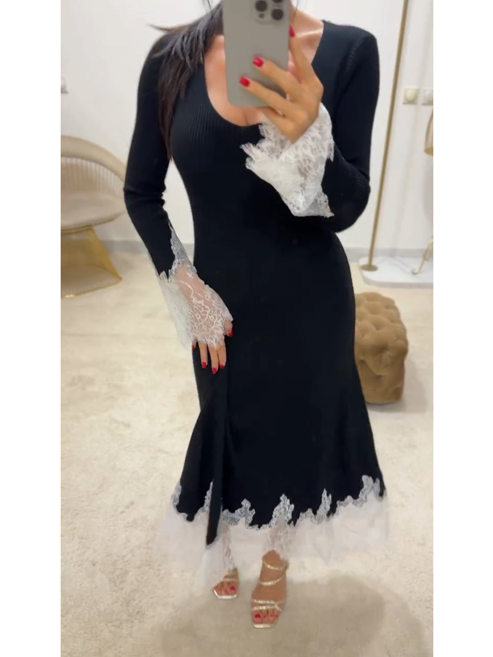 Lace Accents Maxi Dress