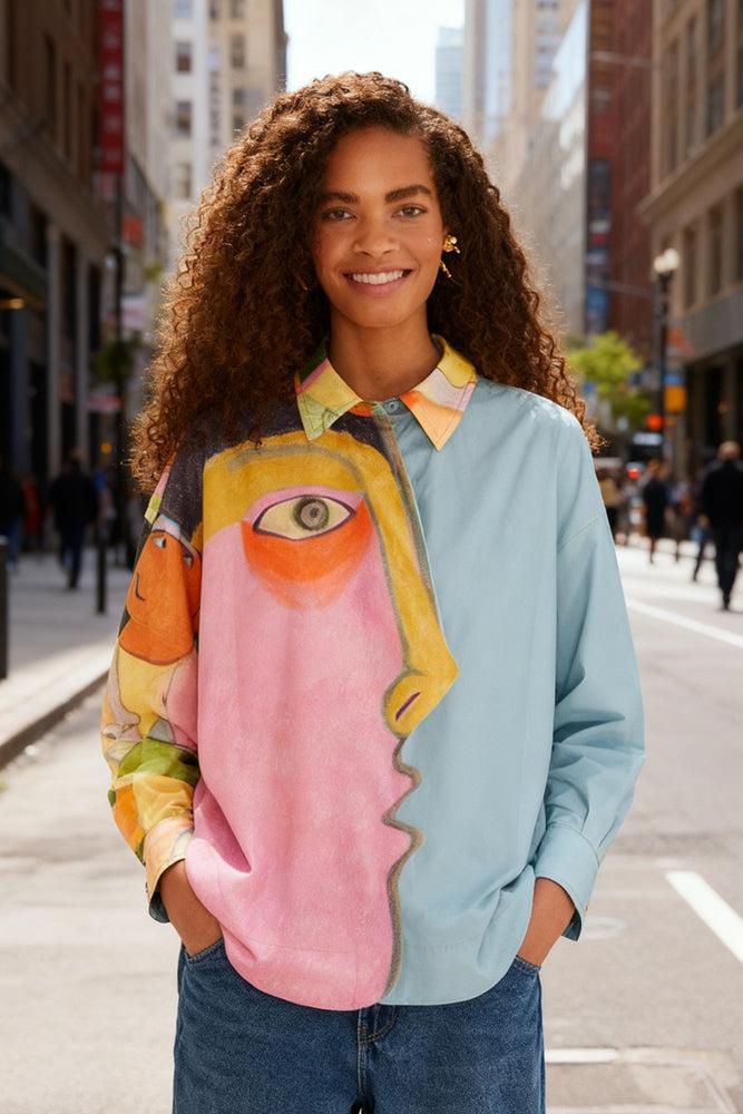 Abstract Face Patchwork Top