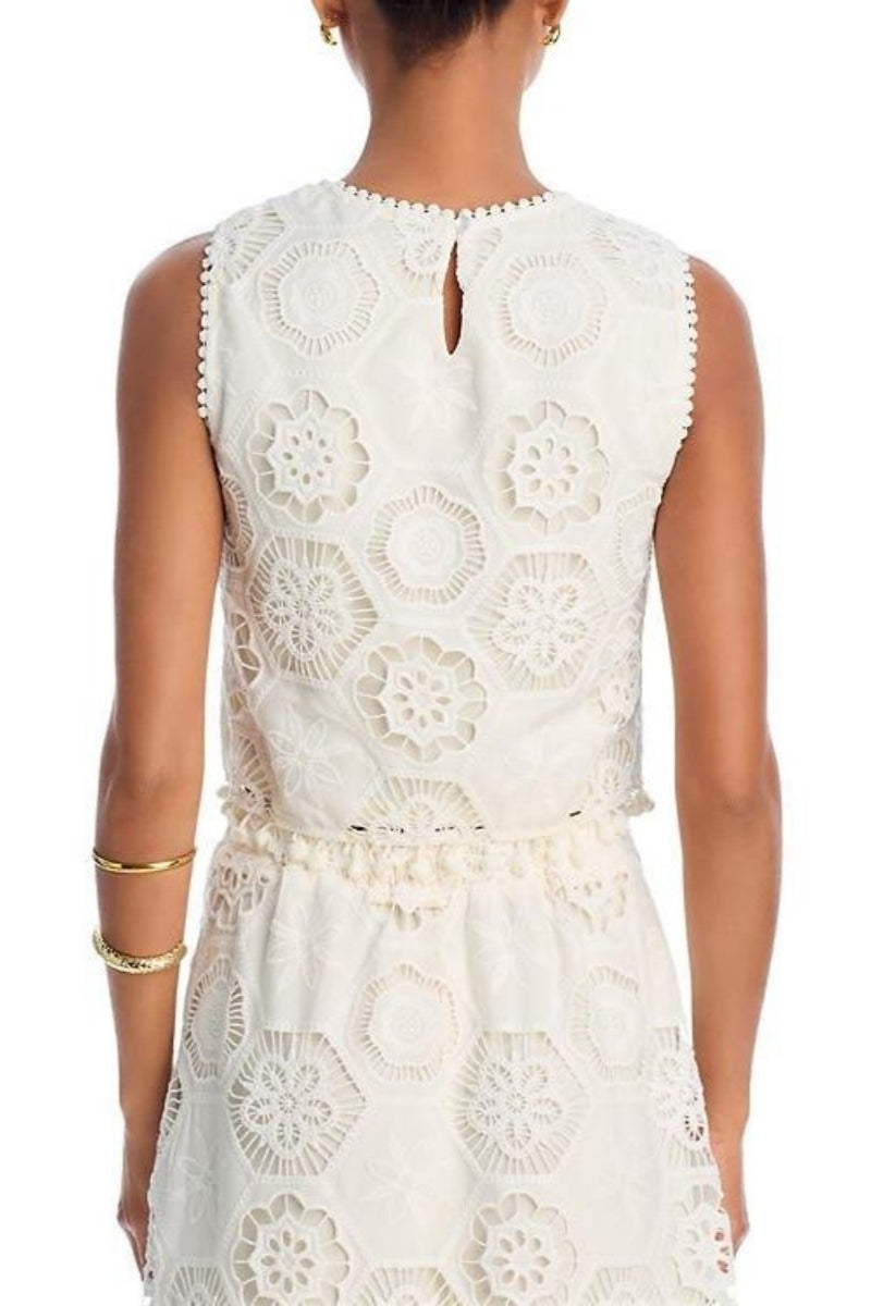 Set top din dantelă brodată Mignon și fustă maxi