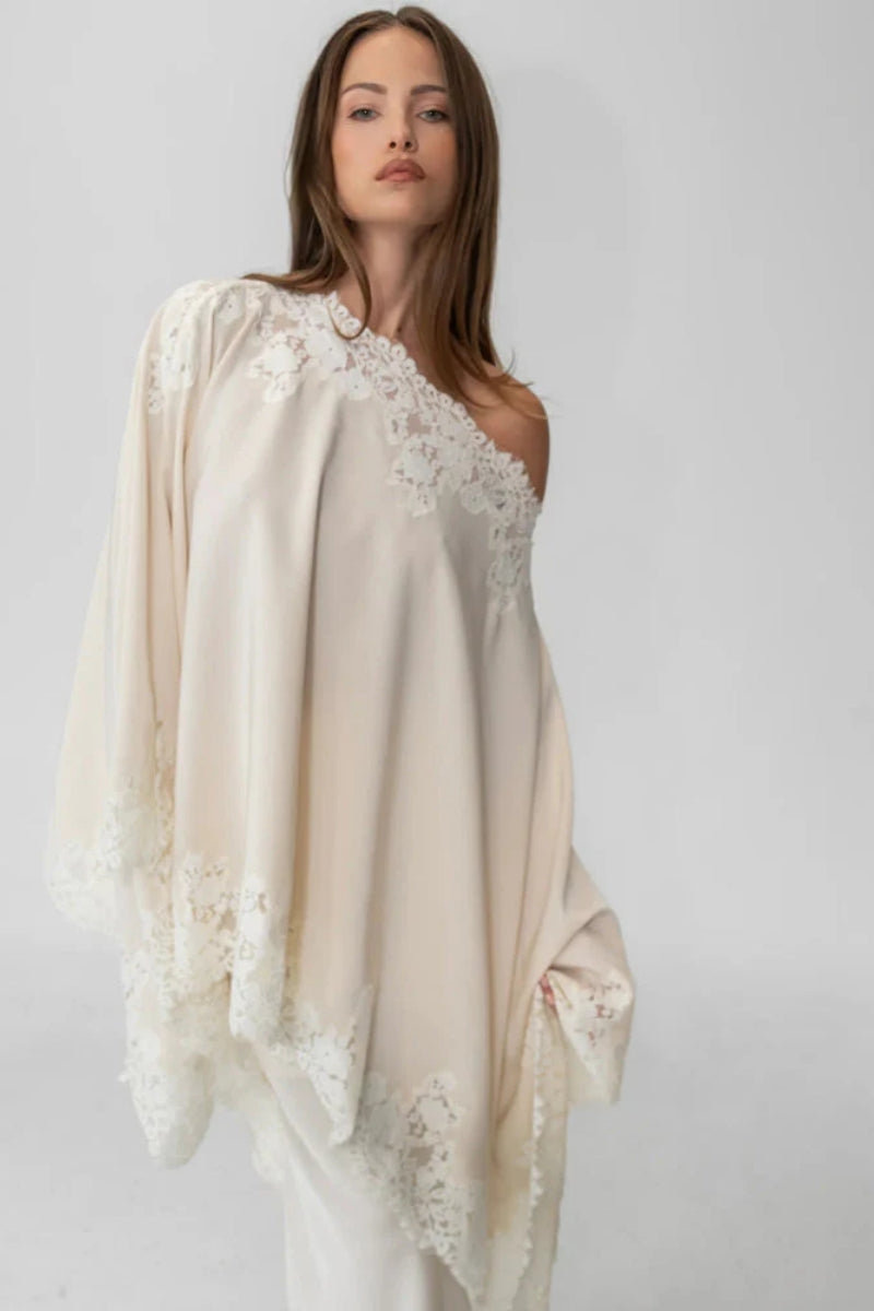Ivory Lace Shawl Top & Mermaid Skirt Set