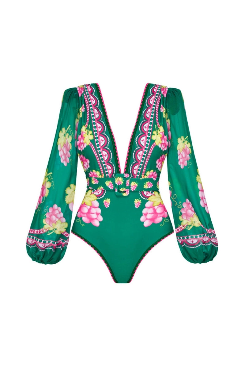 Long Sleeve Short skirt Swimsuit Set