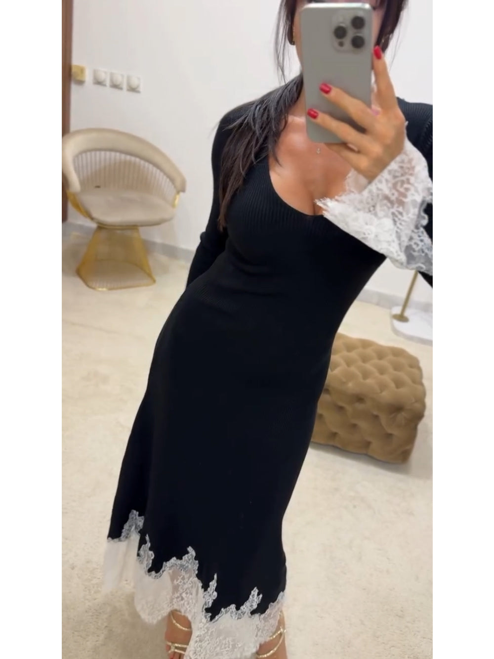 Lace Accents Maxi Dress