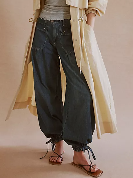 Navy Blue Strap Jeans