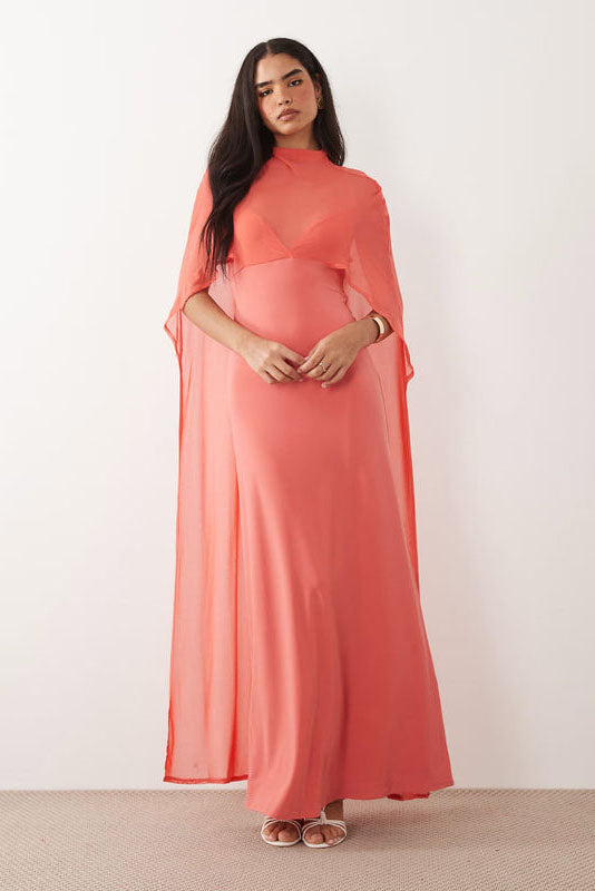 Pinalaking Cape Maxi Dress