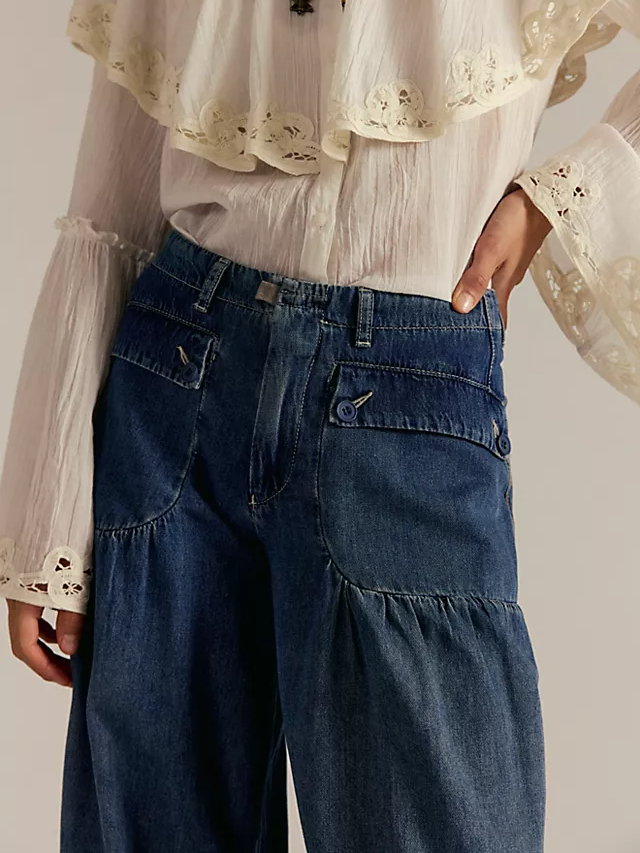 Navy Blue Strap Jeans