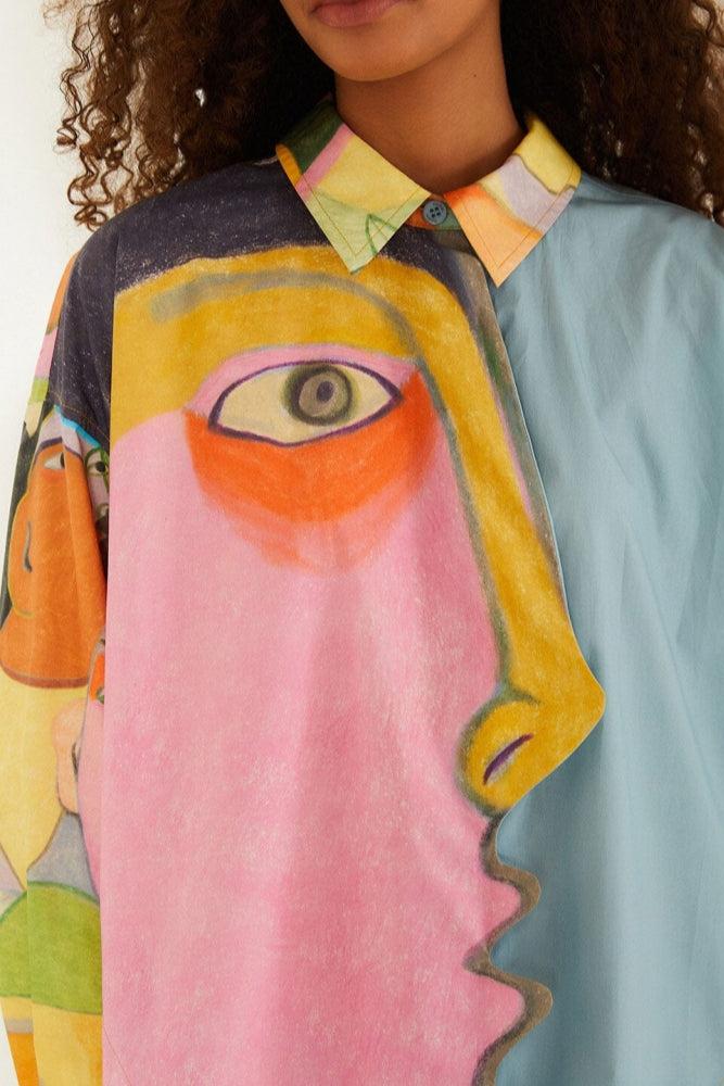 Abstract Face Patchwork Top