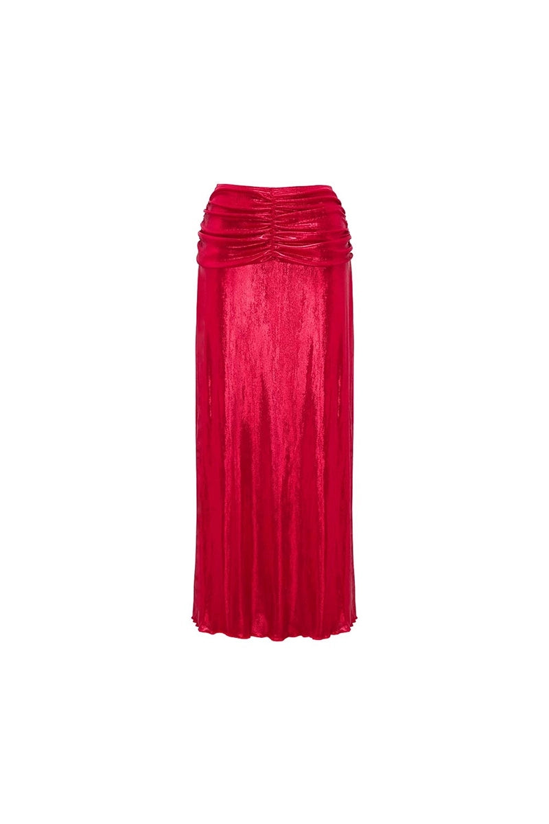 Red Glossy One-Piece with 3D Butterfly