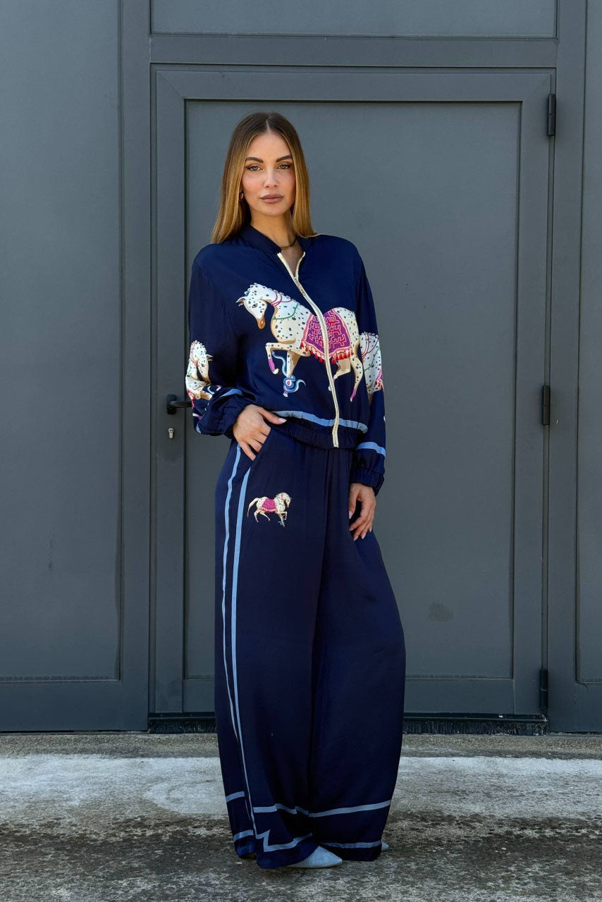 Satin Bomber Jacket and Trousers