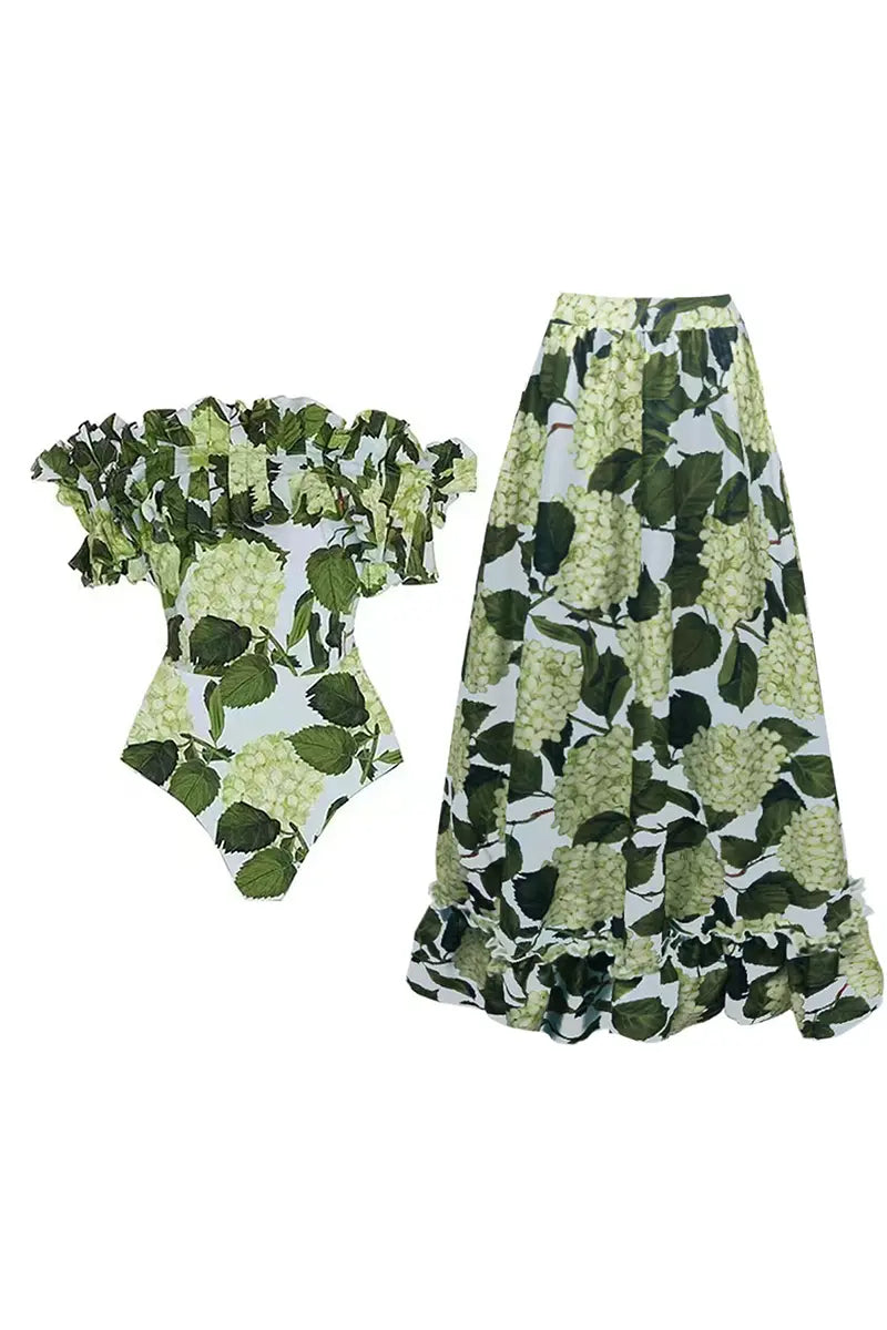 Ruffle Hydrangea Bandeau Bikini Set – Floral Sweet Style