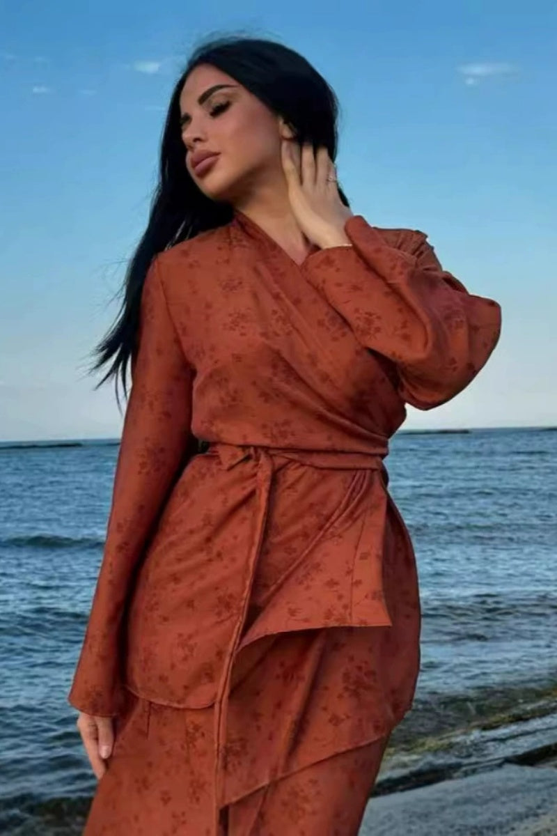 Printed Tie-Waist Skirt Set