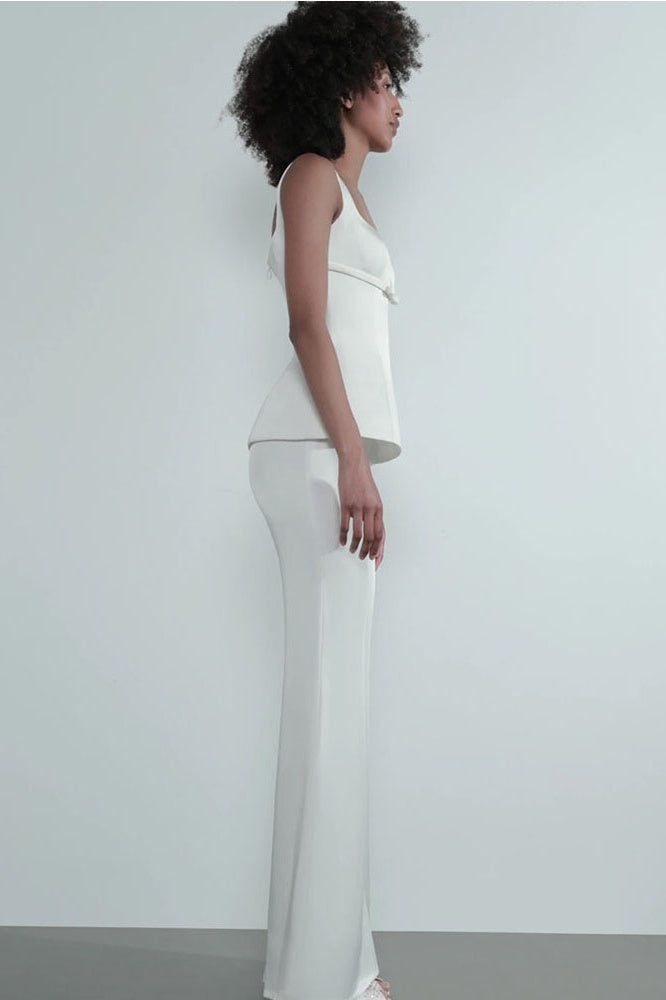 Set ng Puting Peplum na Malapad ang Pantalon
