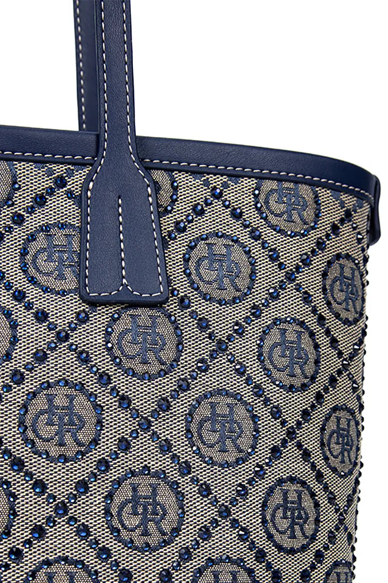 Jacquard Star Rhinestone Tote Bag