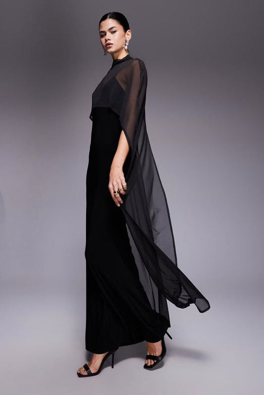 Pinalaking Cape Maxi Dress
