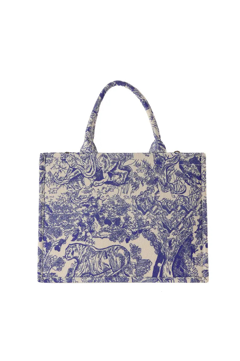 New Creative Canvas Tote Bag with Chinese-Inspired Print