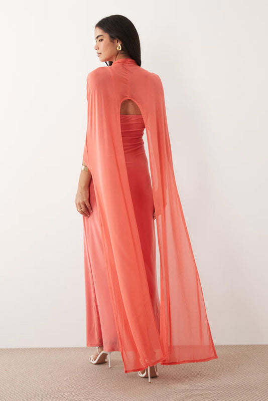 Pinalaking Cape Maxi Dress