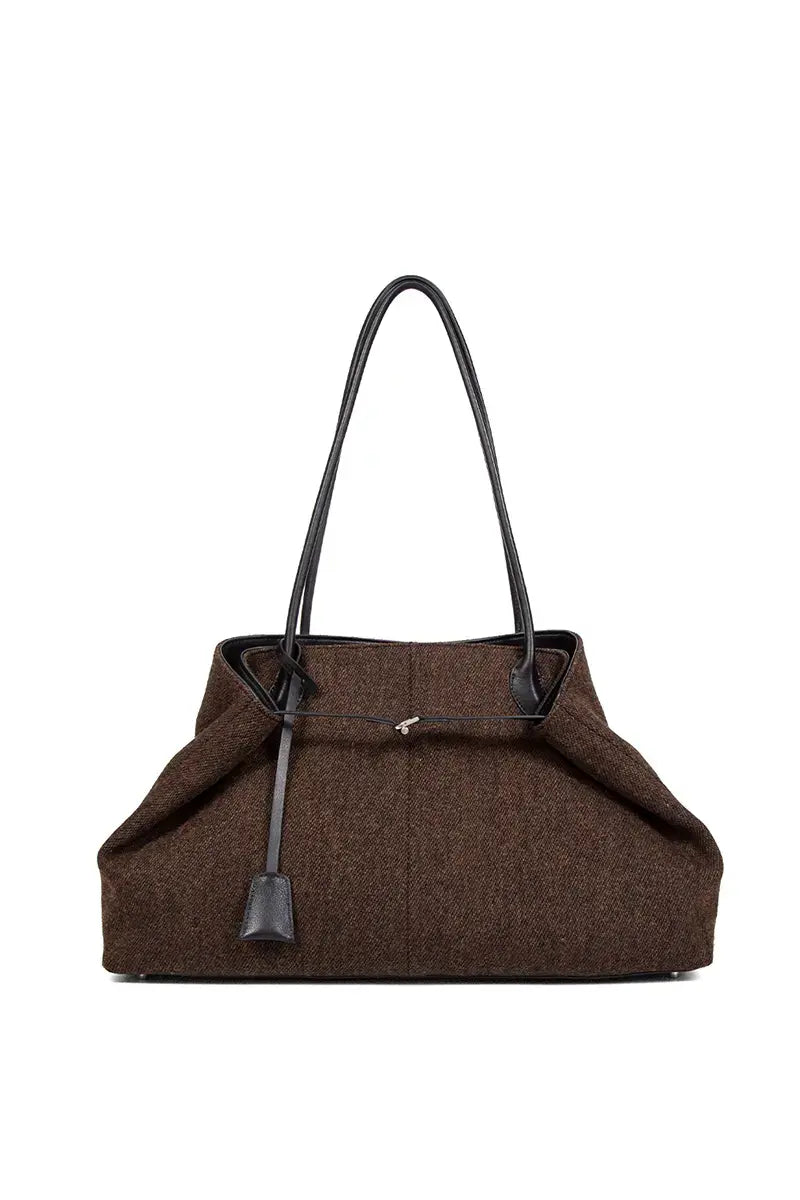 Woolen Shearling Top Handle Shoulder Crossbody Bag