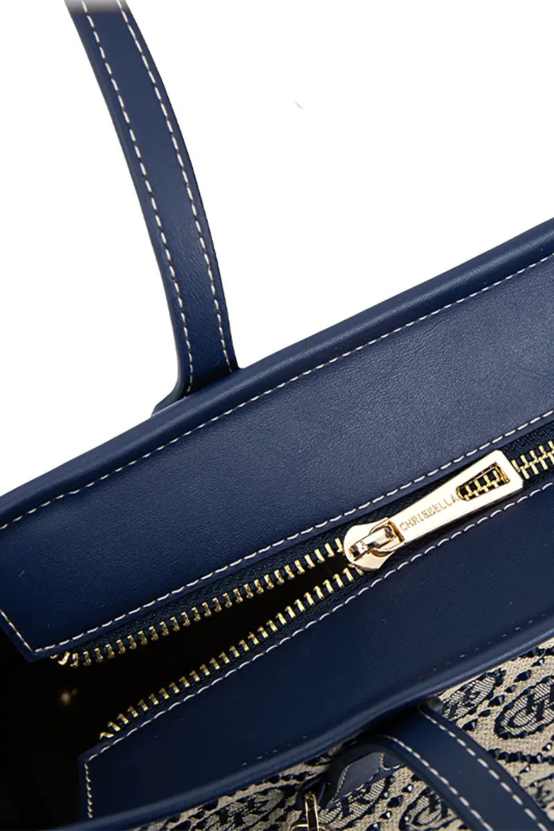 Jacquard Star Rhinestone Tote Bag