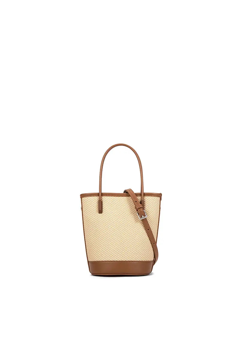 Mini Woven Leather Bucket Bag for Women