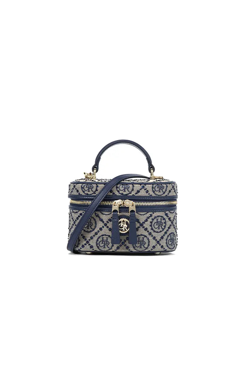 Jacquard Star Embellished Top Handle Bag