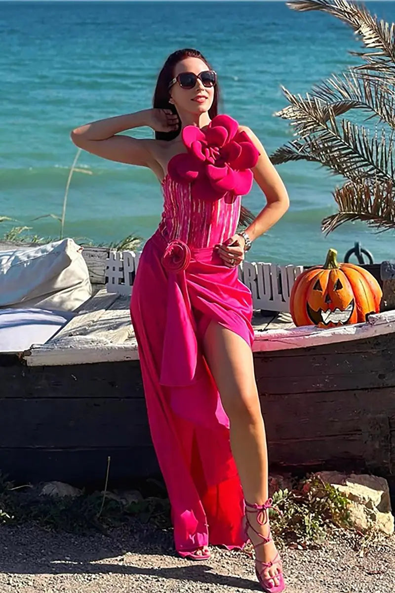Costume intero stampato con decorazione floreale frontale