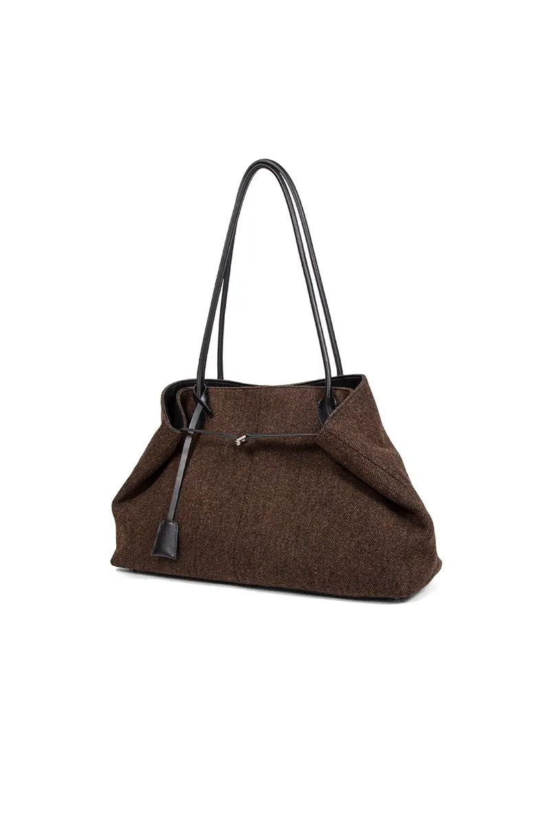 Woolen Shearling Top Handle Shoulder Crossbody Bag