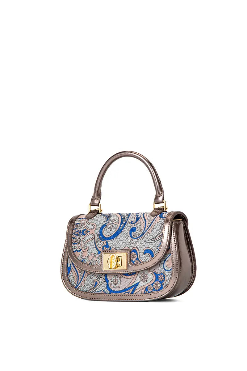 CHRISBELLA Embroidered Bamboo Handle Bag