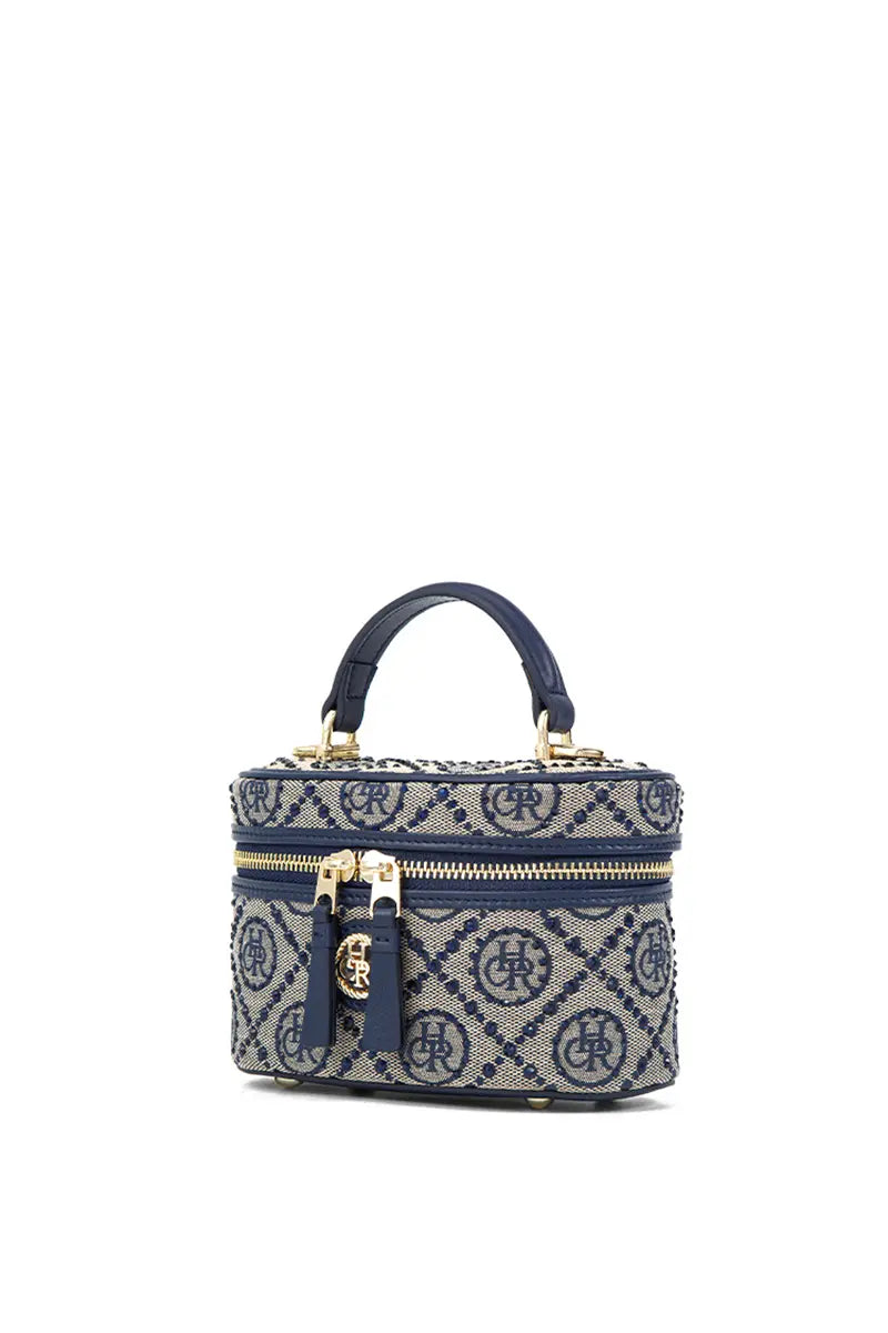 Jacquard Star Embellished Top Handle Bag