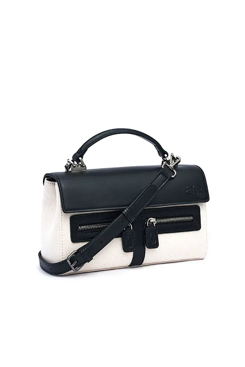 New Pebbled Leather & Canvas Shoulder Crossbody Tote