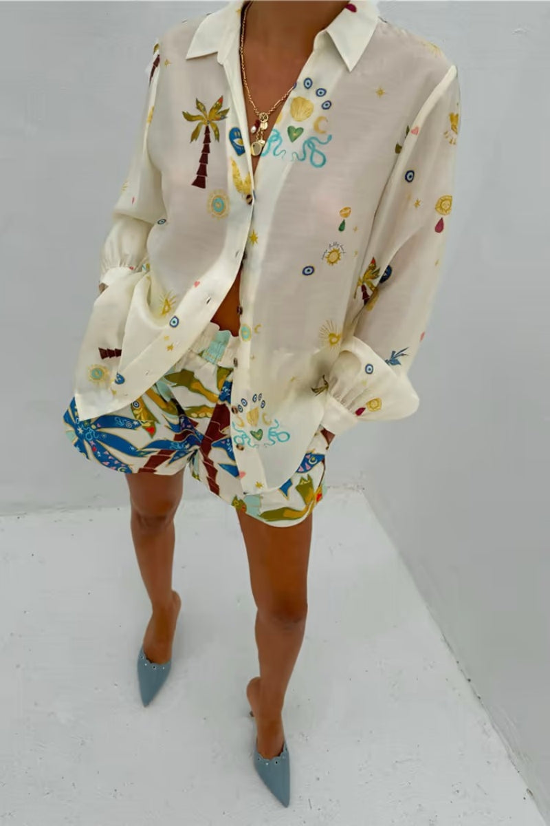 Printed Summer Shorts Set