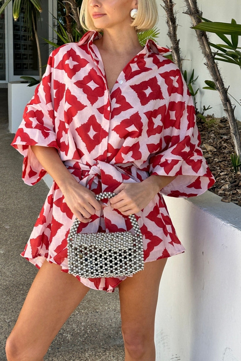 Printed Jumpsuit Shorts