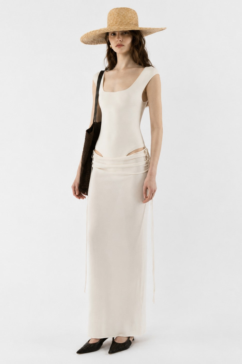 Set ng Ruched Cutout Maxi Skirt