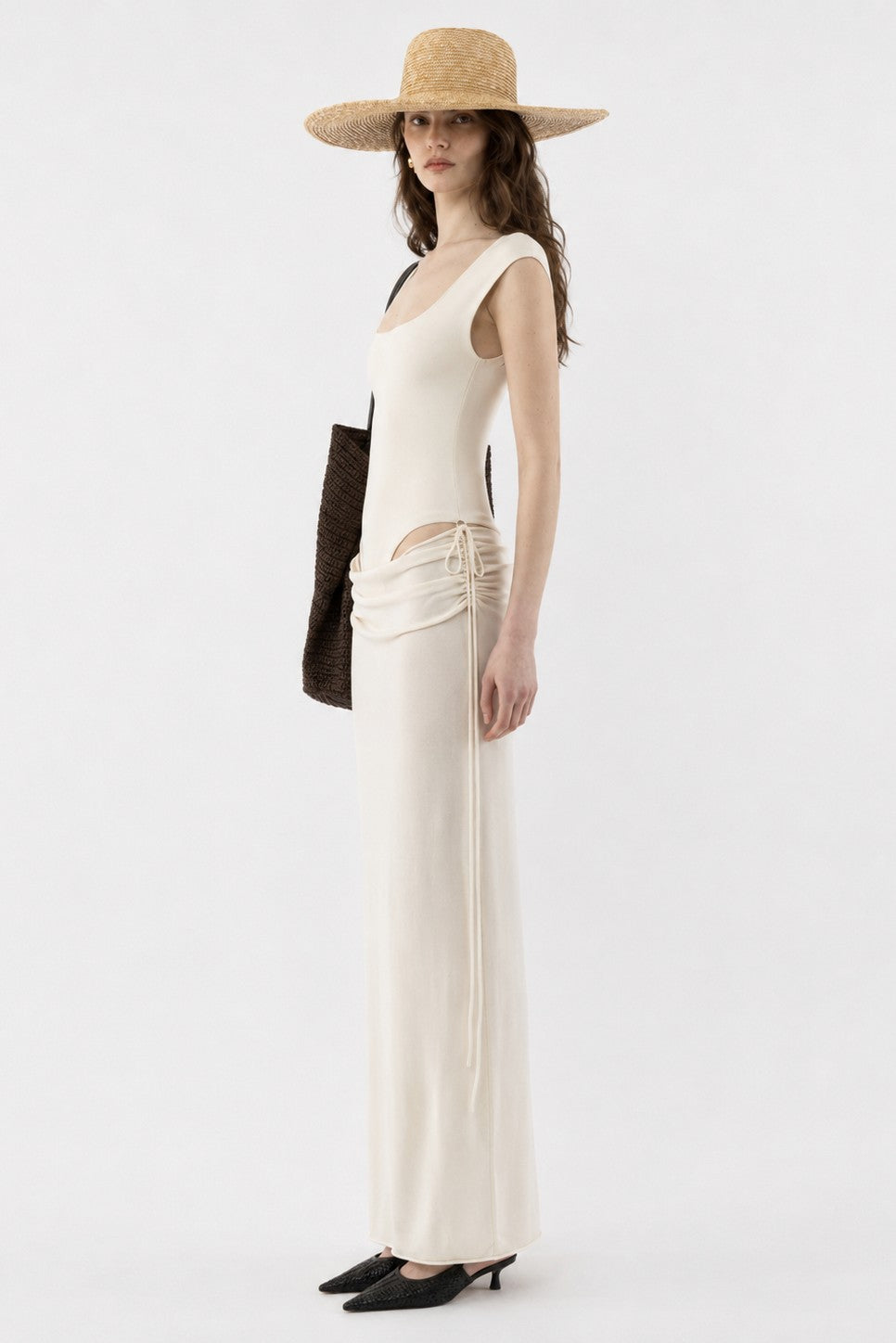 Set ng Ruched Cutout Maxi Skirt