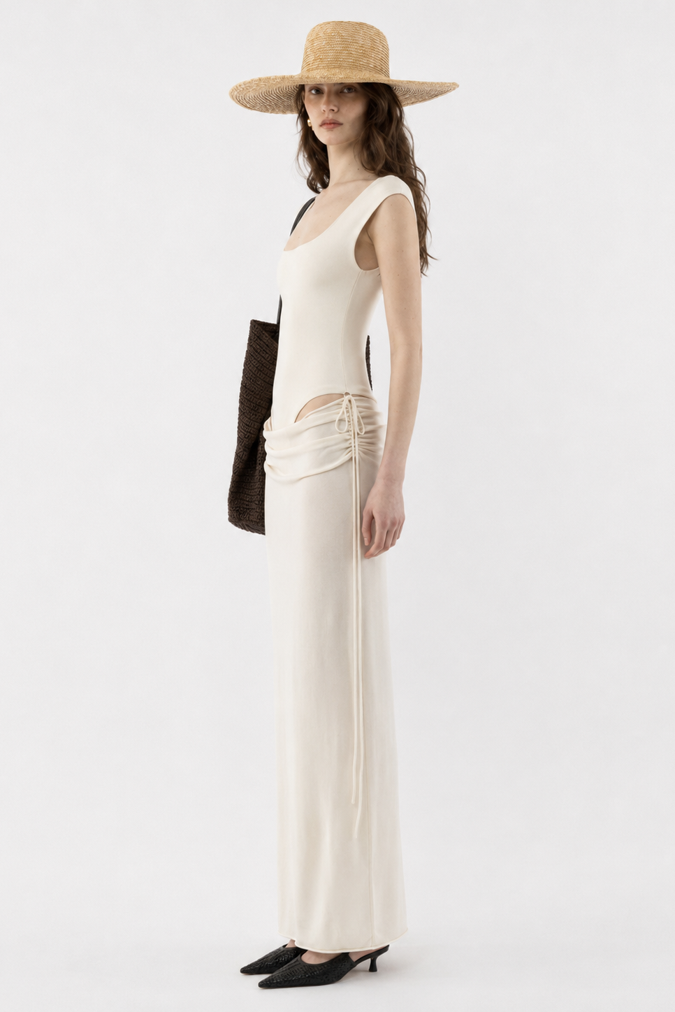 Conjunto de Saia Maxi com Recortes e Franzidos