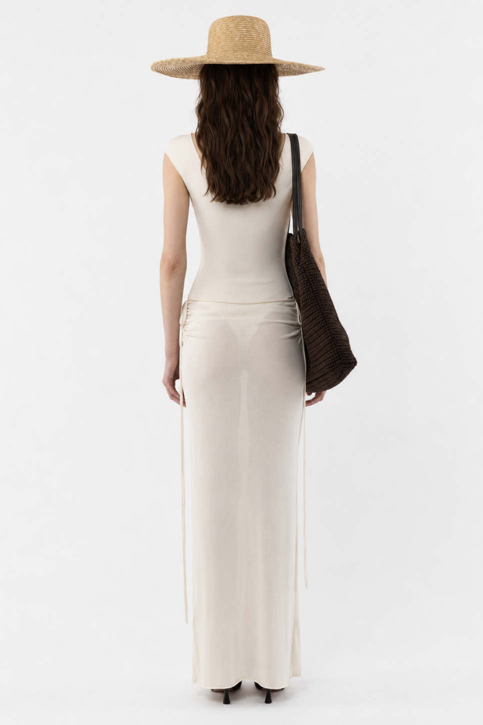 Conjunto de Saia Maxi com Recortes e Franzidos