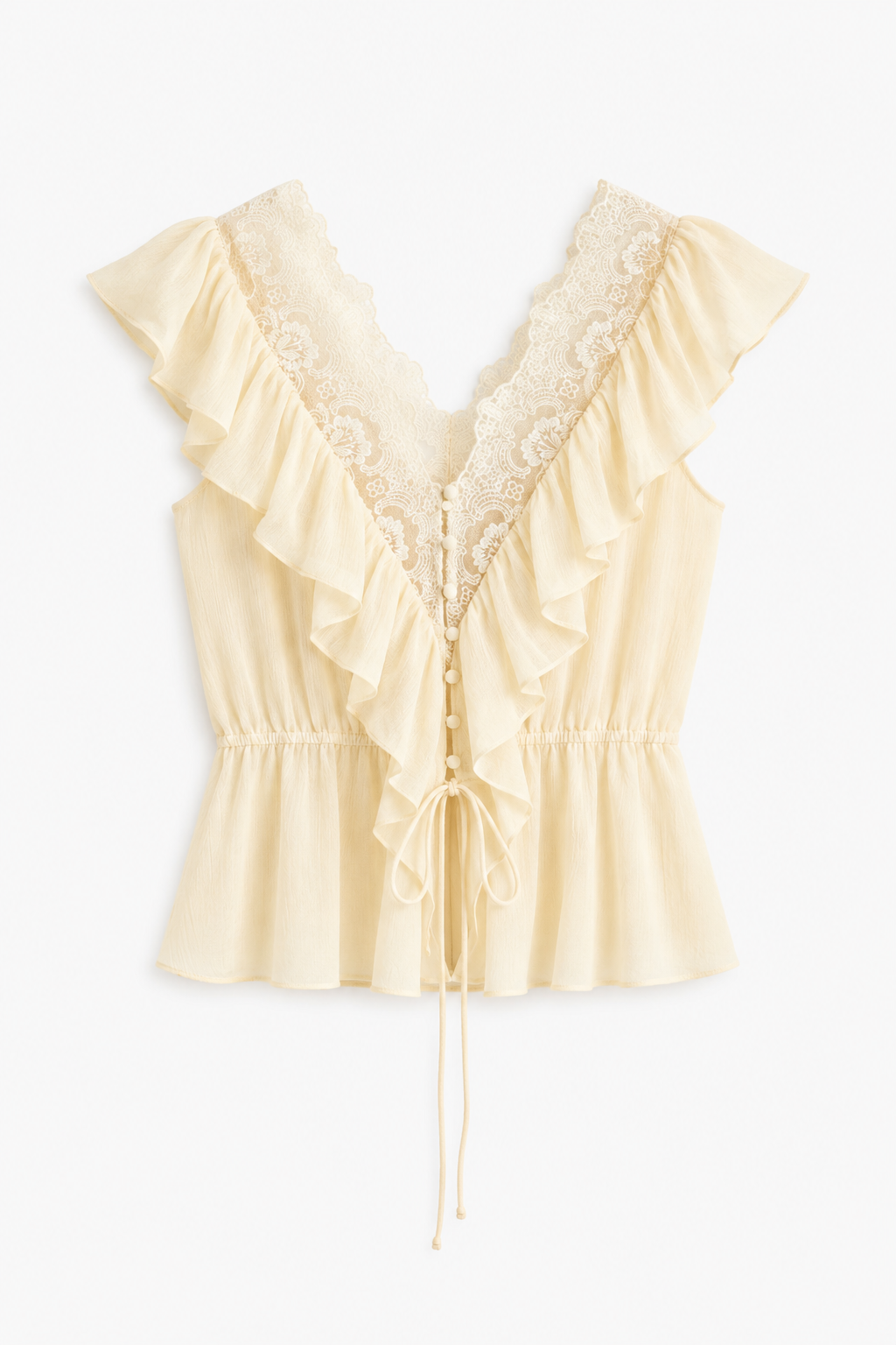 Bluza romantică cu volane din dantelă