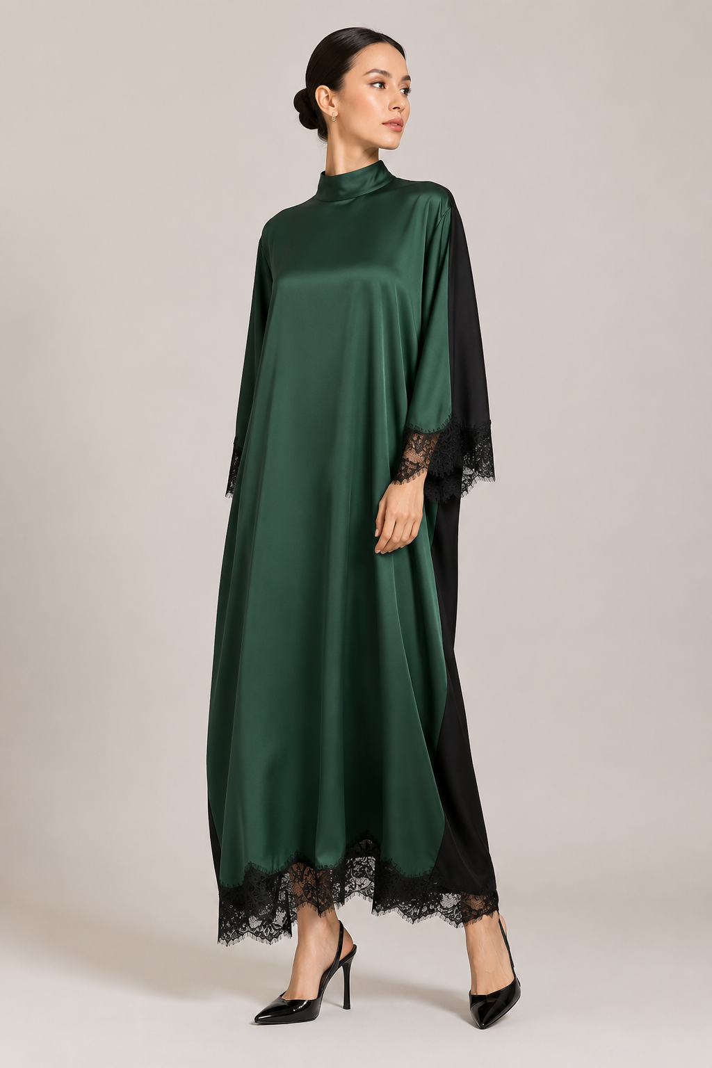 Emerald Colorblock Kaftan Dress