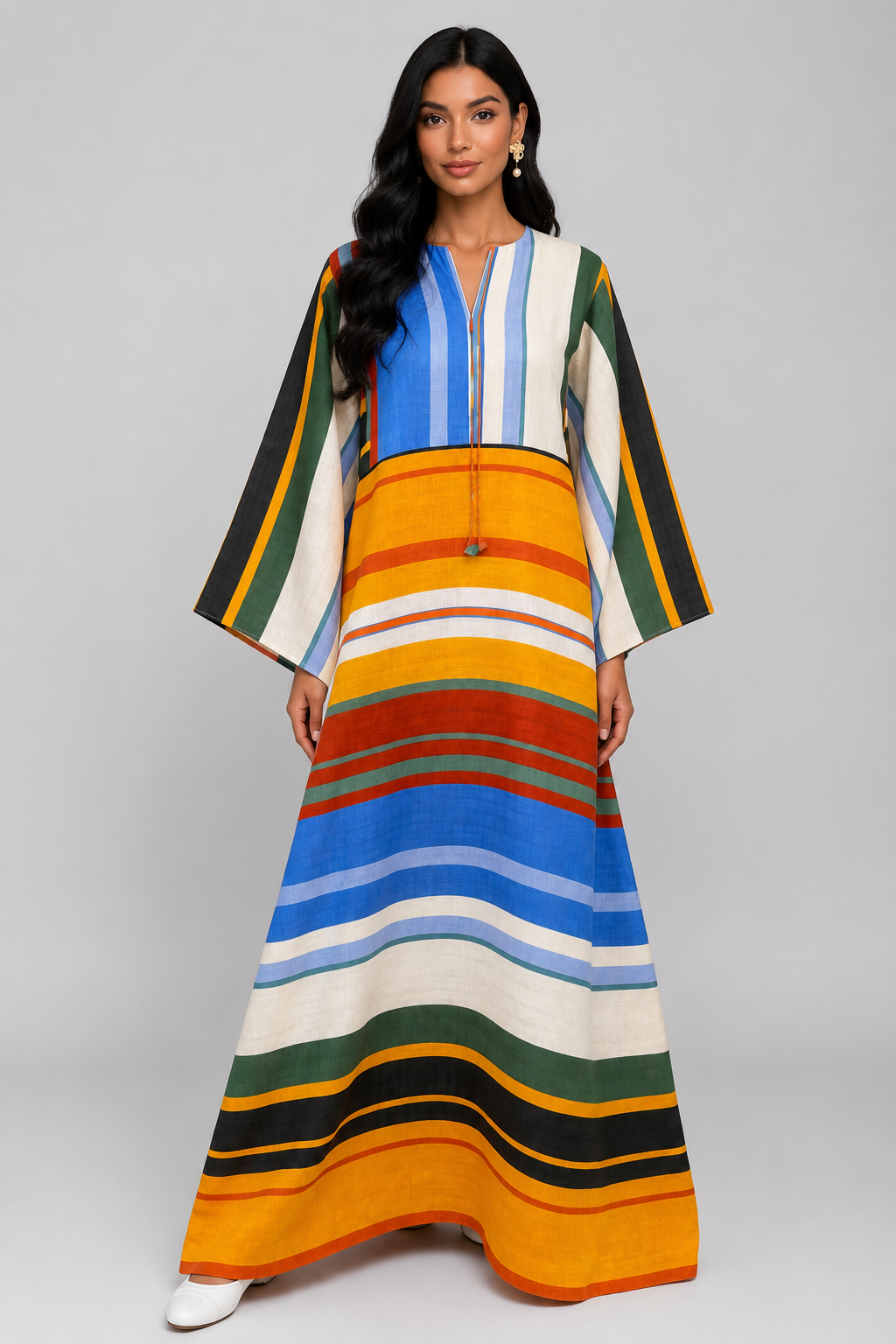 Sunset Stripe Kaftan Maxi Dress